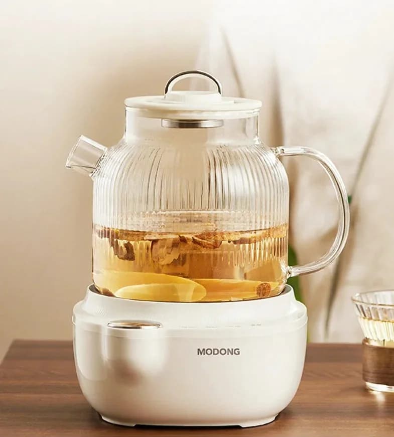Elektromos üveg egészségfőző hőmérséklet-szabályozással és teafőző kosárral