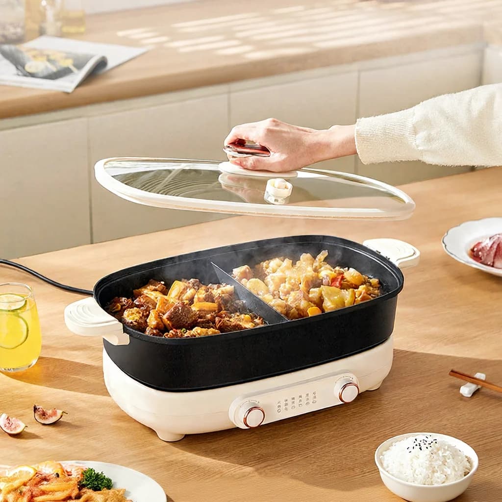 Osztott elektromos hot pot 7L, kétzónás független hőmérséklet-szabályozás