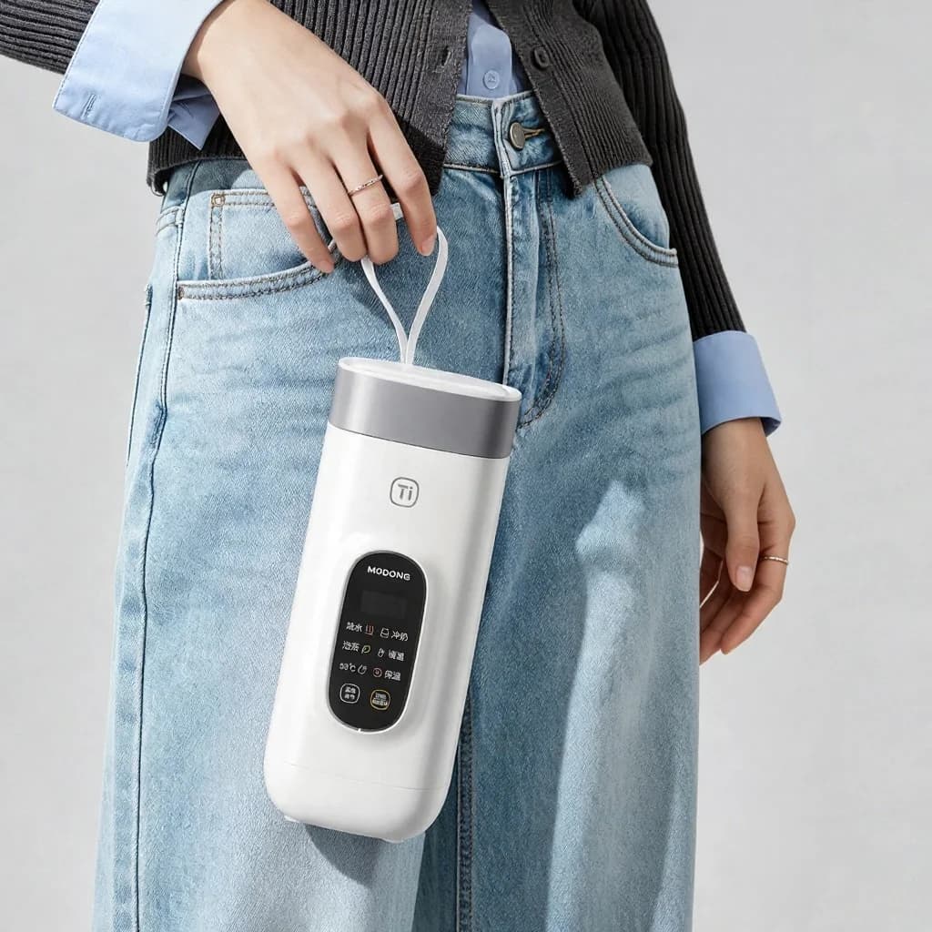 Titánium elektromos utazási vízforraló pohár, 650 ml, 220 V