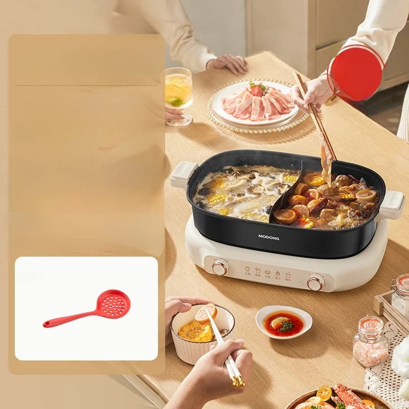 Osztott elektromos hot pot 7L elválasztó edénnyel, kettős hőmérséklet-szabályozással
