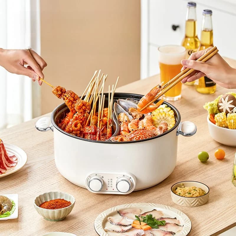 Kétzónás elektromos hot pot 6L nagy kapacitással, tapadásmentes bevonattal