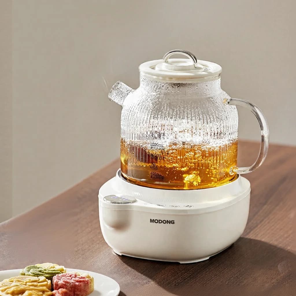 Üveg elektromos teafőző hőmérséklet-szabályozással, 1L