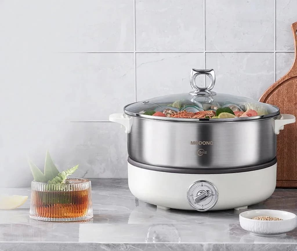 Osztott elektromos hot pot rozsdamentes acél belső edénnyel, 1500W