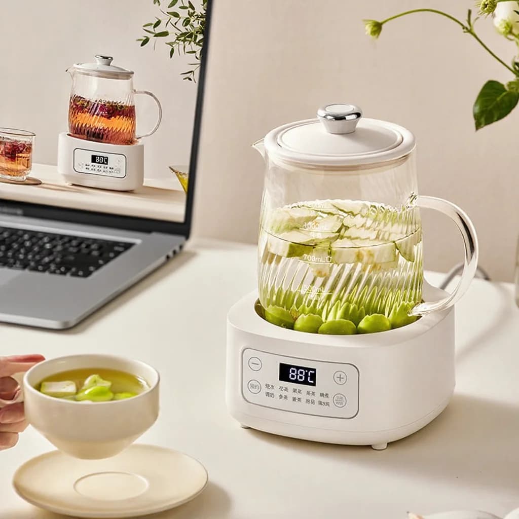 Üveg elektromos egészségfőző edény hőmérséklet-szabályozással 1.2L