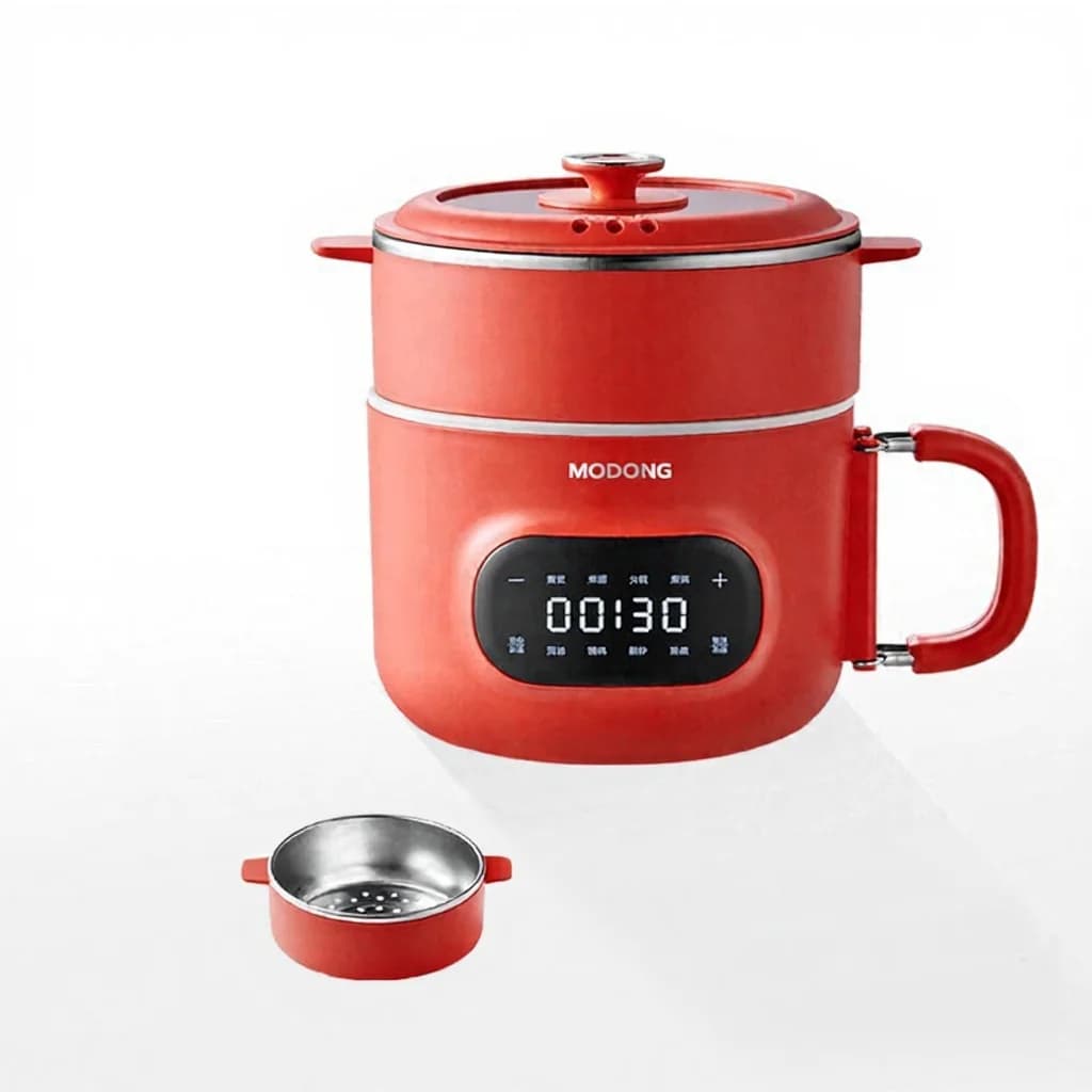 Mini elektromos főzőedény, 2L, tapadásmentes kerámia betét, párolóval