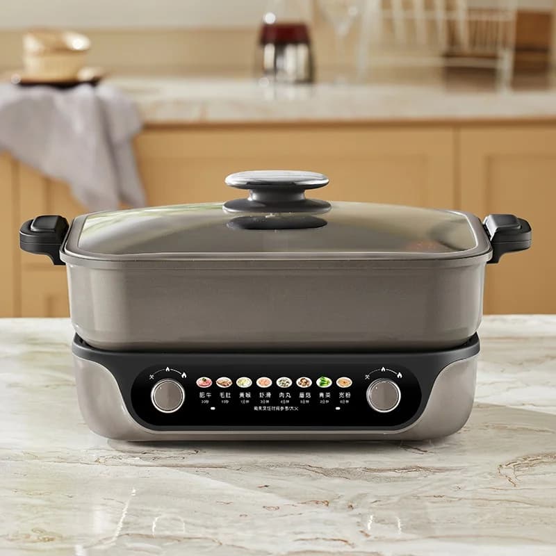 Elektromos osztott hot pot, kétgombos vezérlés, 8L, fekete
