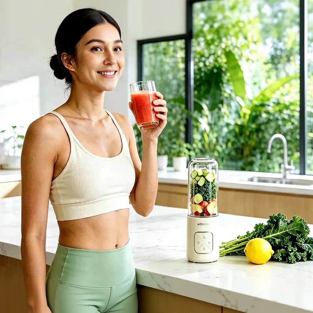 Hordozható vezeték nélküli turmixgép pohár gyümölcsléhez és smoothie-hoz