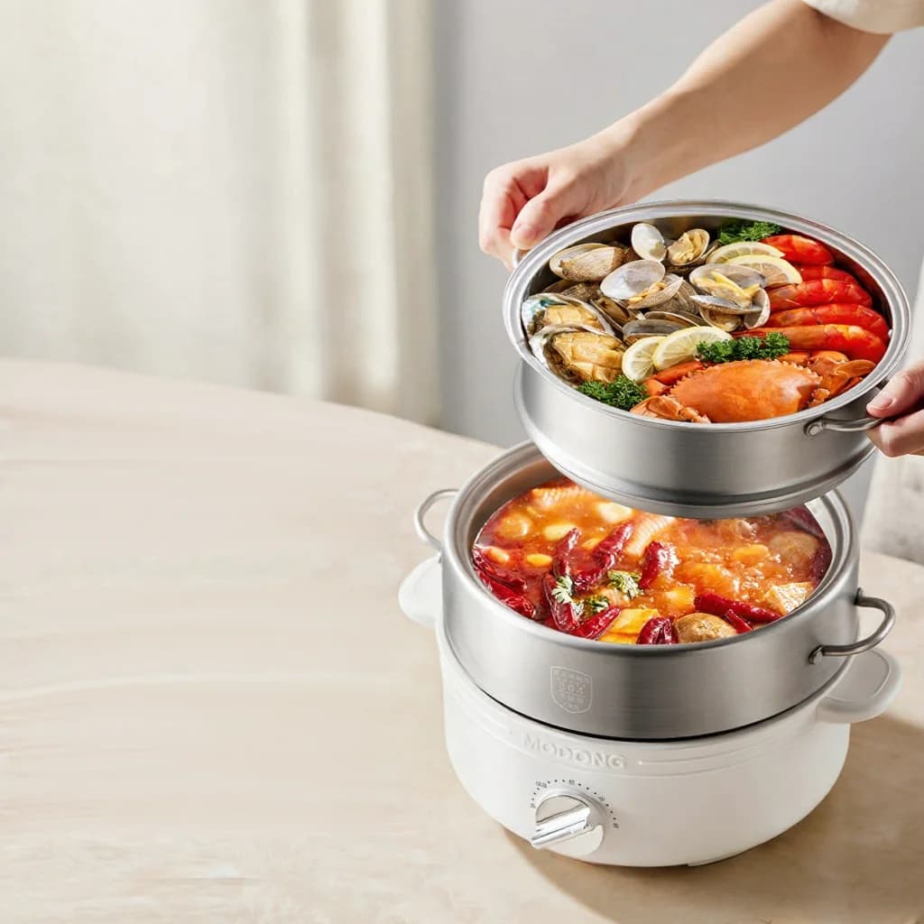 Osztott elektromos hot pot rozsdamentes acélból, 2L, 3 hőfokozat