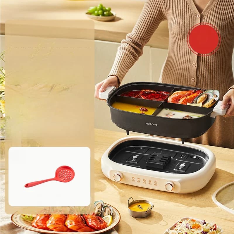Osztott elektromos hot pot 7L elválasztó edénnyel, kettős hőmérséklet-szabályozással