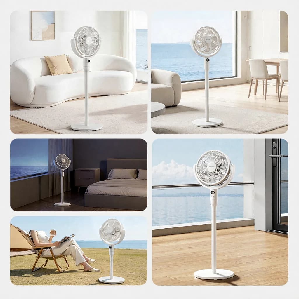 Asztali légkeringető ventilátor hangvezérléssel és lengéssel