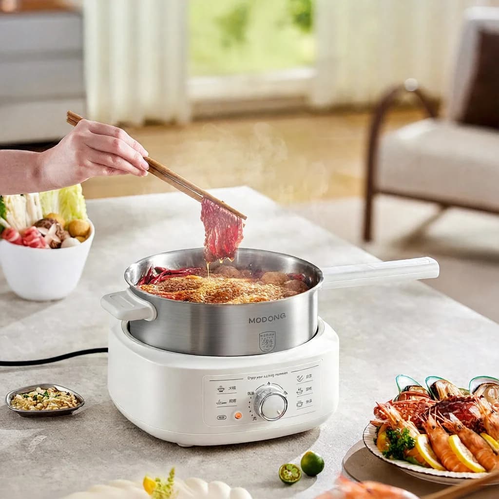 Rozsdamentes acél elektromos hot pot párolóval, 3L, 220V
