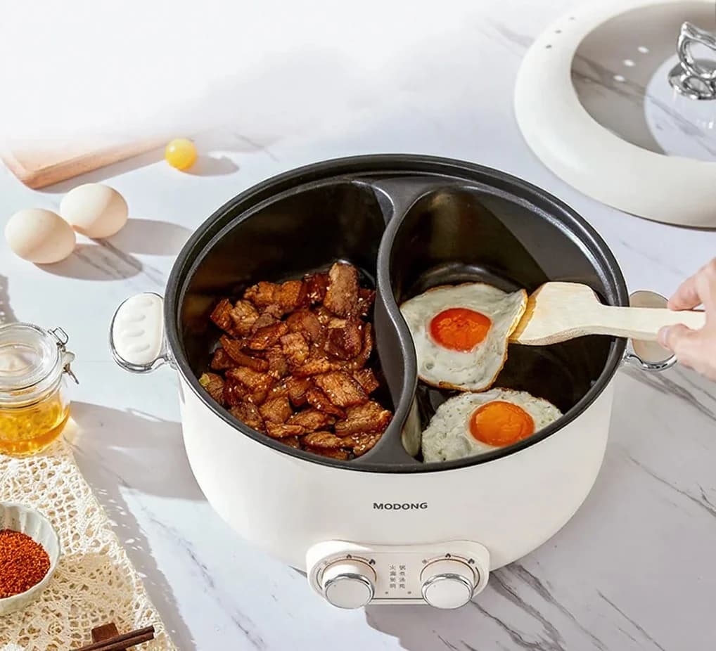 Kétzónás elektromos hot pot 6L nagy kapacitással, tapadásmentes bevonattal