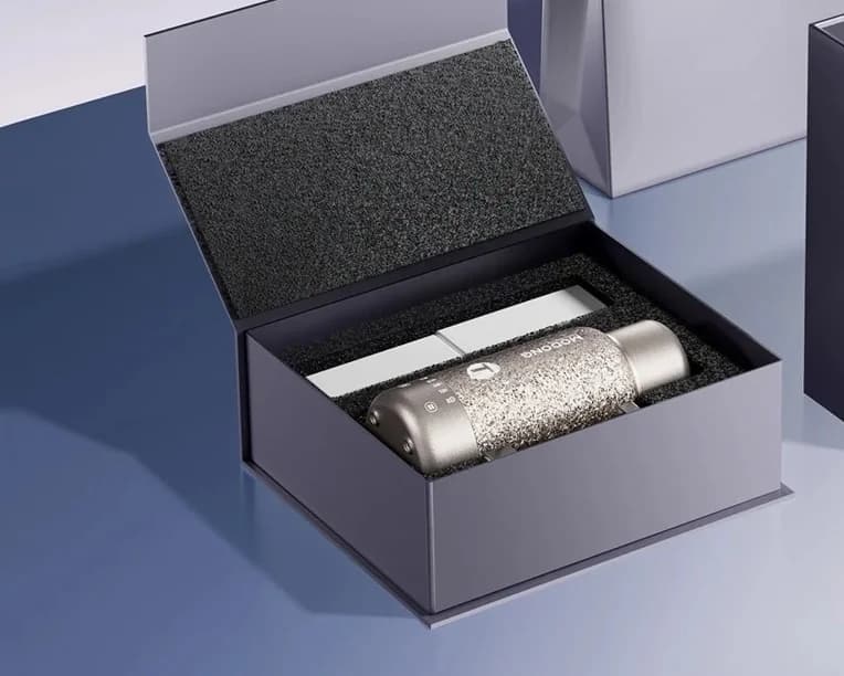 Hordozható titán elektromos fűthető pohár, 1L, dupla áramforrás, melegen tartás