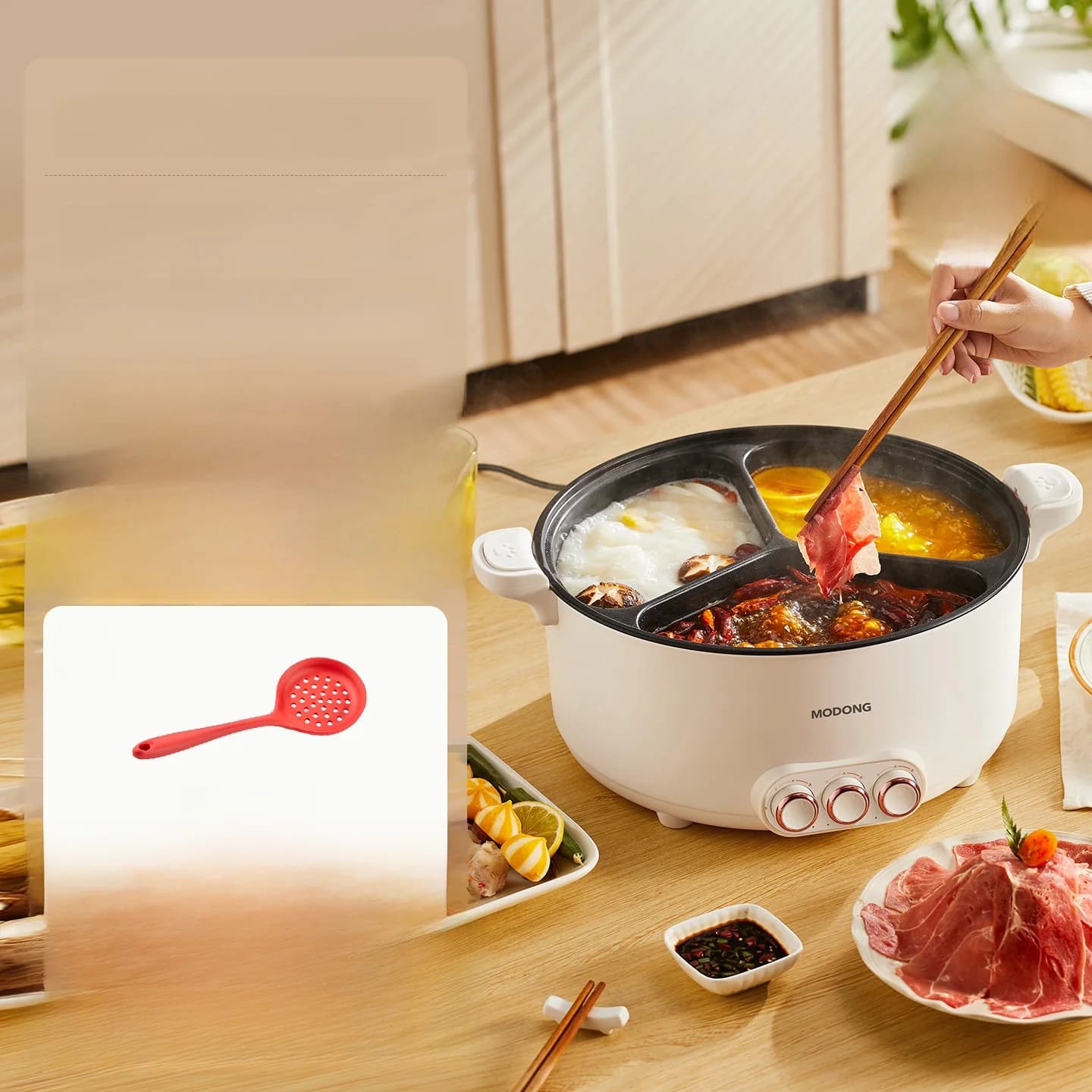 Elektromos hot pot elválasztó betéttel 6L-8L, 220V, 5-6 fő
