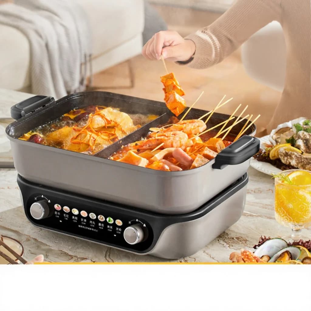 Elektromos osztott hot pot, kétgombos vezérlés, 8L, fekete
