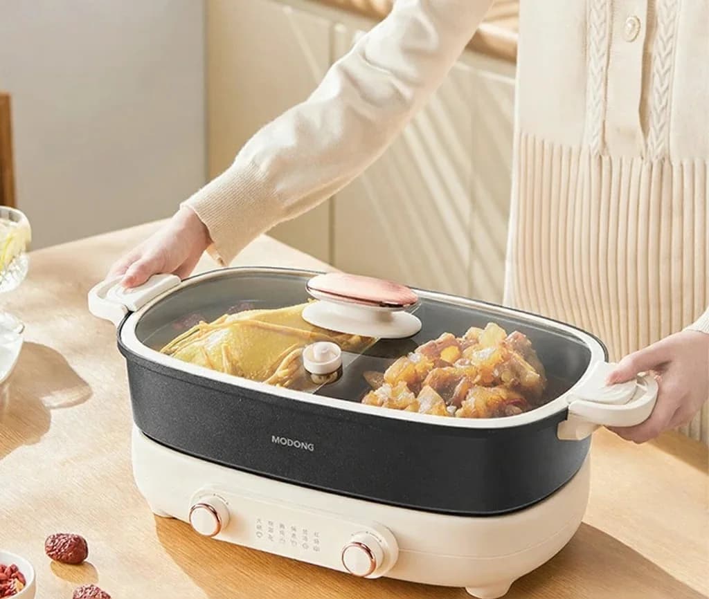 Osztott elektromos hot pot 7L, kétzónás független hőmérséklet-szabályozás