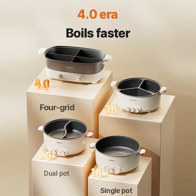 Elektromos hot pot 7L elválasztóval vagy négyosztású kivitelben, 220V, osztott fazék