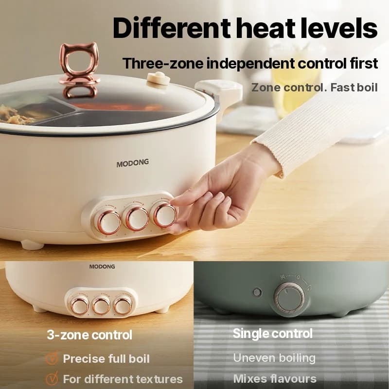 Elektromos hot pot elválasztó betéttel 6L-8L, 220V, 5-6 fő
