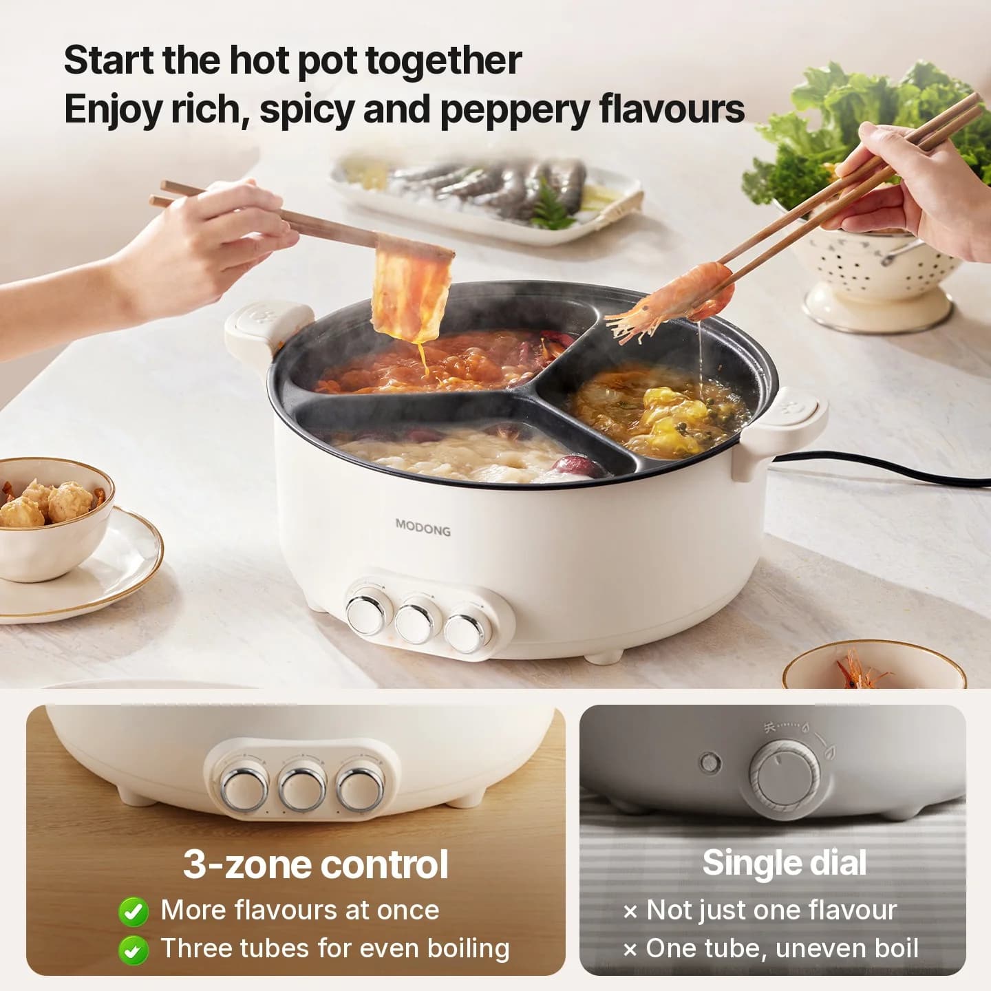 Elválasztós elektromos hot pot, 5.6L/8L, 220V
