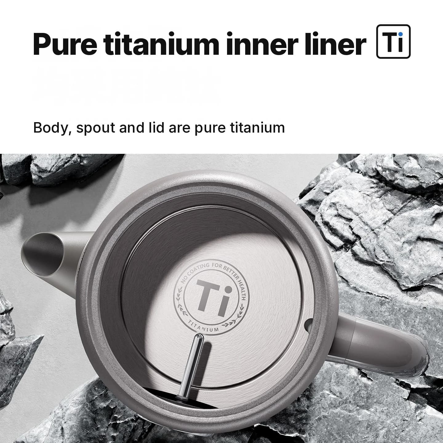 Tiszta titán elektromos vízforraló 1.8L hőmérséklet-kijelzővel