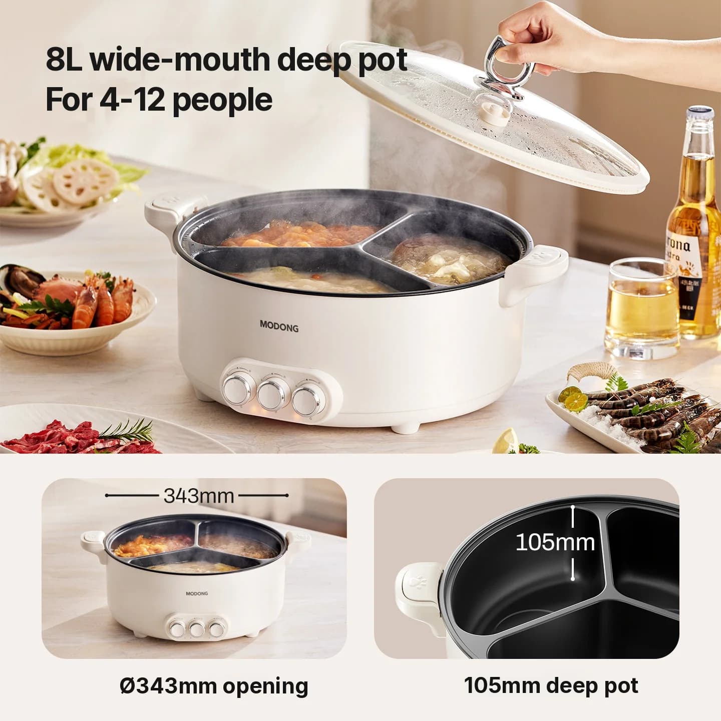 Elválasztós elektromos hot pot, 5.6L/8L, 220V
