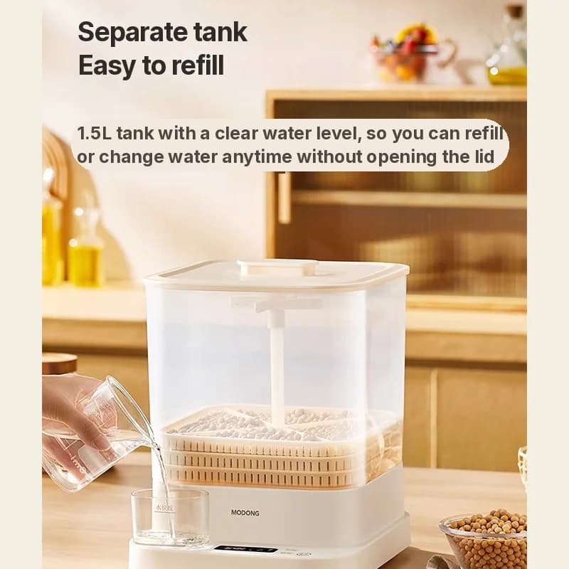 Elektromos csíráztató otthonra, 1,5 L, 20 W, 3 szintes