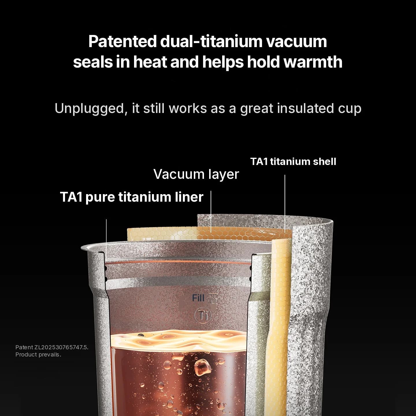 Hordozható titán elektromos melegítőbögre 400 ml, hőmérséklet-kijelzővel