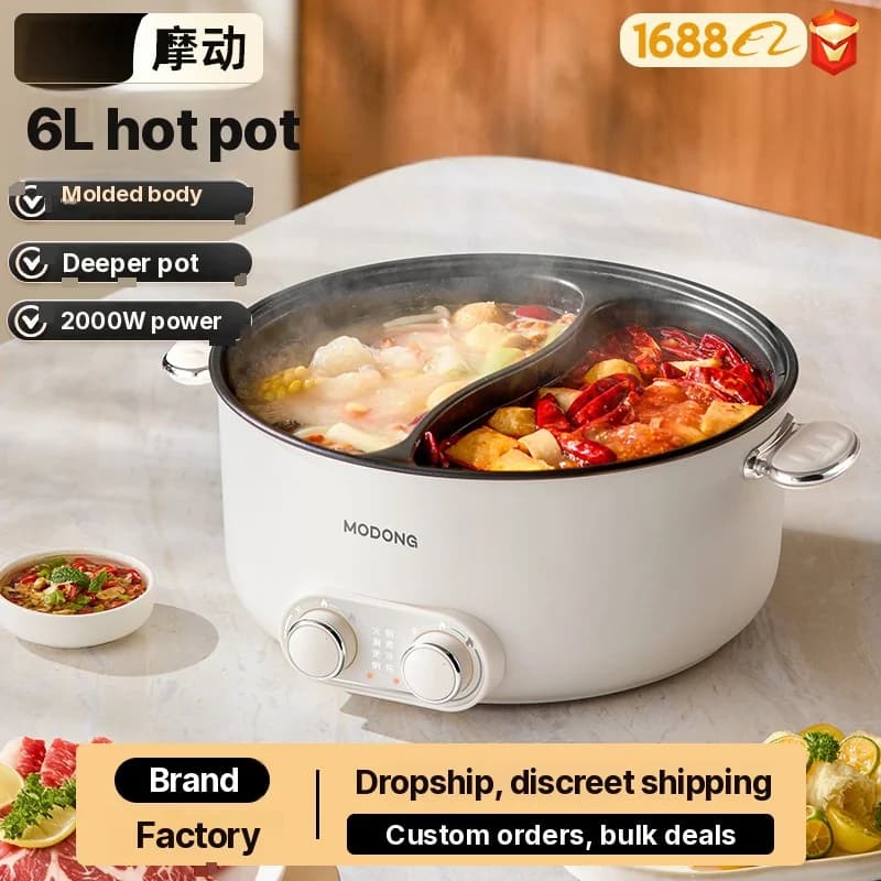6L kétzónás elektromos hot pot független hőmérséklet-szabályozással