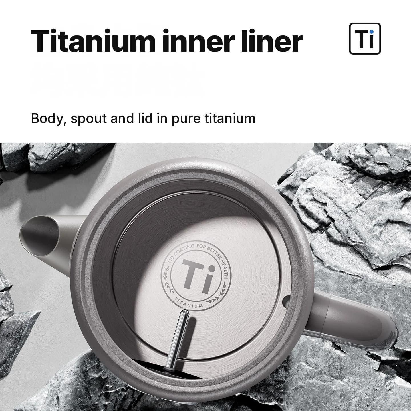 Tiszta titán elektromos vízforraló 1.8L hőmérséklet-kijelzővel