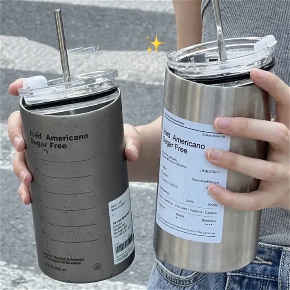 600ml szívószálas termoszpohár