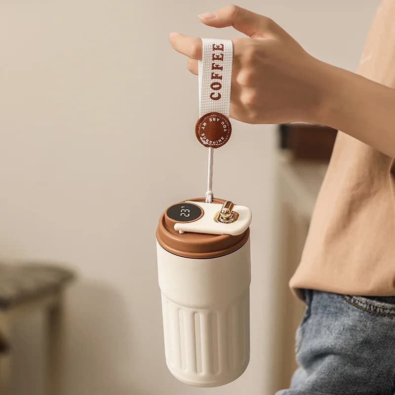 450ml hőmérséklet-kijelzős termoszbögre